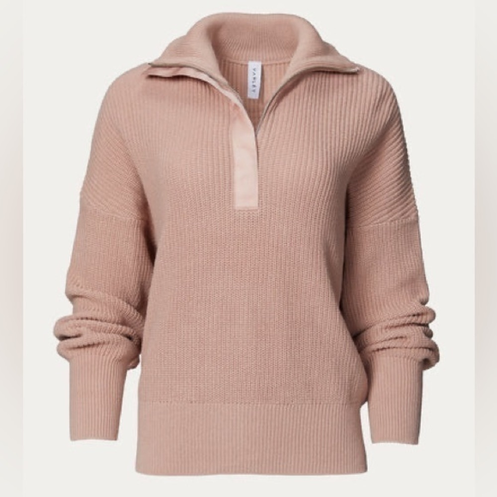Varley Axtell Half Zip Knit Pullover Sweater Oversized Blush Size Extra Small